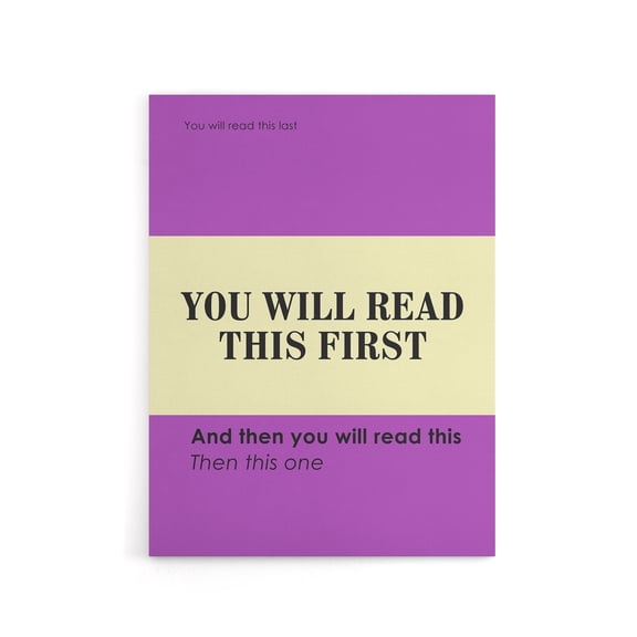 You Will Read This First Purple Simple Modern Canvas Wall Art Print 24x32"