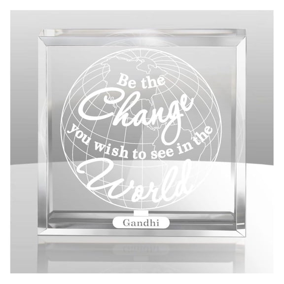 - Be The You Wish to See in The World Engraved Keepsake and Paperweight - Graduation Gifts - Motivational Quote - Inspirational Quote - Mahatma Gandhi Quote