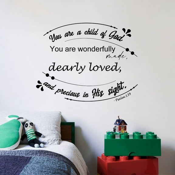 You Are Wonderfully Made Dearly Loved - Vinyl Religious Wall Art Wall Sticker Wall Decal Home Room Boys Girls Kids Children Nursery Playroom Wall Decoration Home Studio Office Size (10x8 inch)