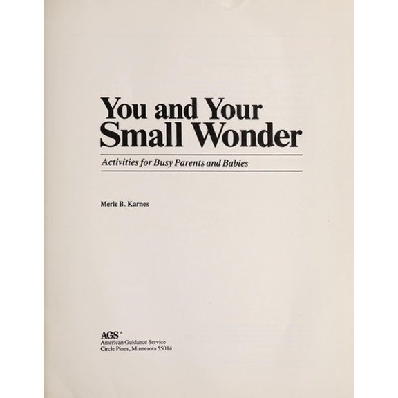 Pre-Owned YOU AND YOUR SMALL WONDER, BOOK 2, 18 TO 36 MONTHS AGS SMALL WONDER Paperback Pearson Education