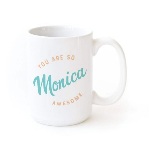 You are Awesome Personalized Coffee Mug, Peach and Aqua