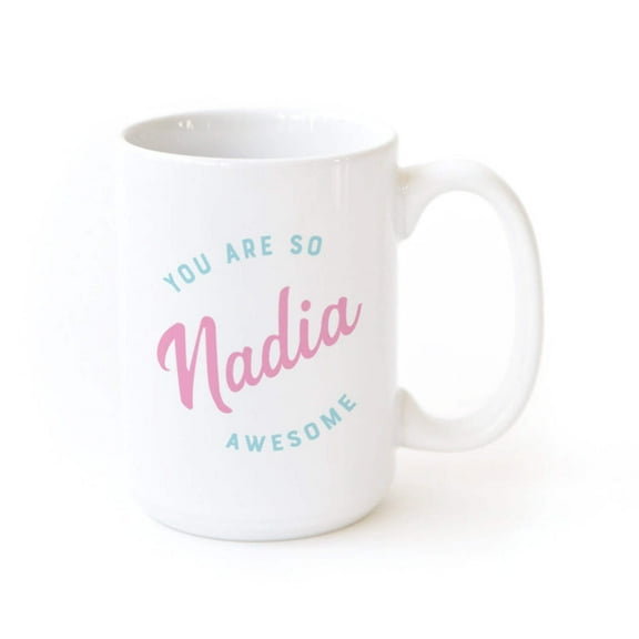 You are Awesome Personalized Coffee Mug, Pink and Blue