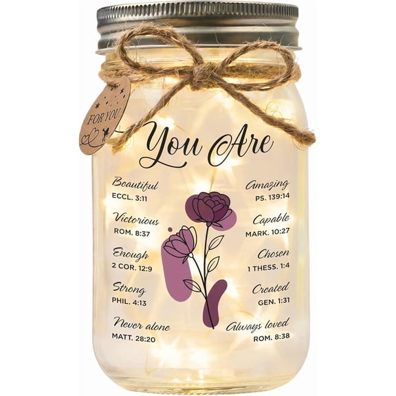 “You are” Mason Jar Night Light – Friendship & Gratitude Jar – Thoughtful Christmas and Birthday Gift for Women Friend, Best Friend, or Mom – Unique Housewarming Decor with Lights