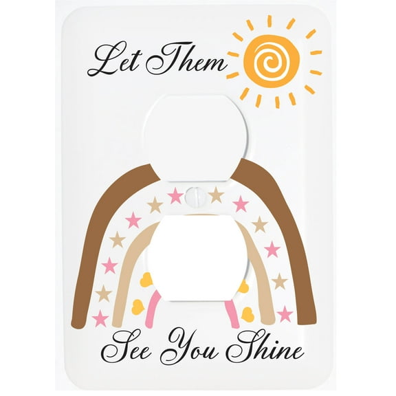 You are My Sunshine Boho Sun and Rainbow Girls Light Switch Plate and Outlet Covers Bohemian Wall Plate Nursery Decor