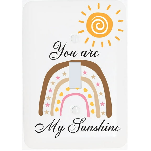 You are My Sunshine Boho Sun and Rainbow Girls Light Switch Plate and Outlet Covers Bohemian Wall Plate Nursery Decor