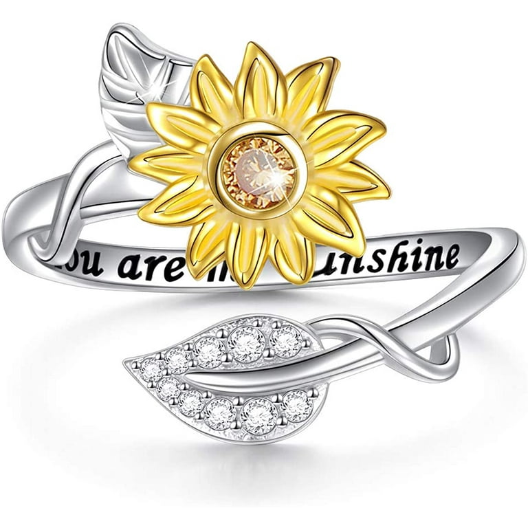 You are My Sunshine Sunflower Ring Adjustable Size 5 9 Walmart