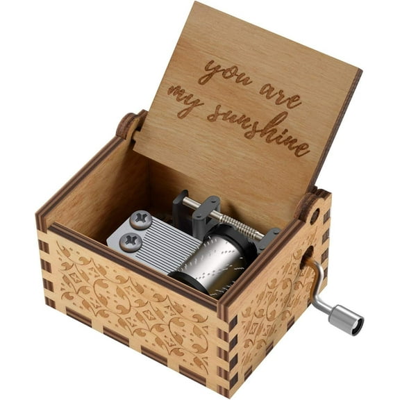 You are My Sunshine Wood Music Boxes,Laser Engraved Vintage Wooden Sunshine Musical Box Gifts for Birthday/Christmas/Valentine's Day