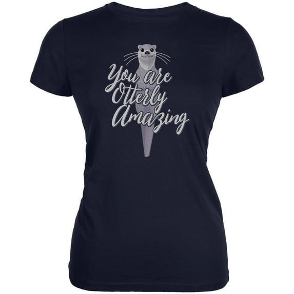 You are Otterly Utterly Amazing Pun Juniors Soft T Shirt Navy X-LG