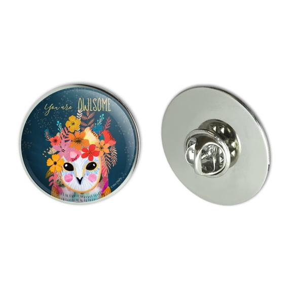 You are Owlsome Awesome Owl Flowers Metal 1.1" Tie Tack Hat Lapel Pin Pinback