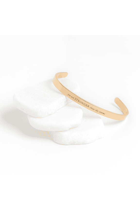 You are Stronger Than the Storms, Motivational Quote, Positive Affirmation Cuff Bangle Jewelry