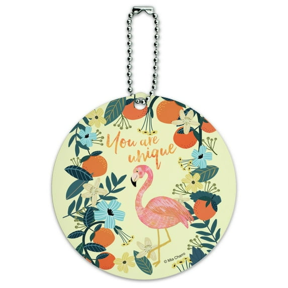 You are Unique Flowers Flamingo Round Luggage ID Tag Card Suitcase Carry-On