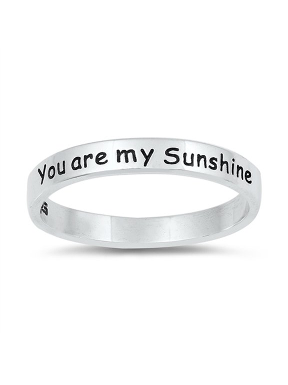 You are my Sunshine Stackable Script Ring .925 Sterling Silver Band Jewelry Female Male Size 6