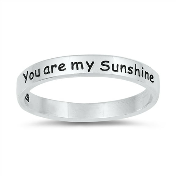 You are my Sunshine Stackable Script Ring .925 Sterling Silver Band Jewelry Female Male Size 7