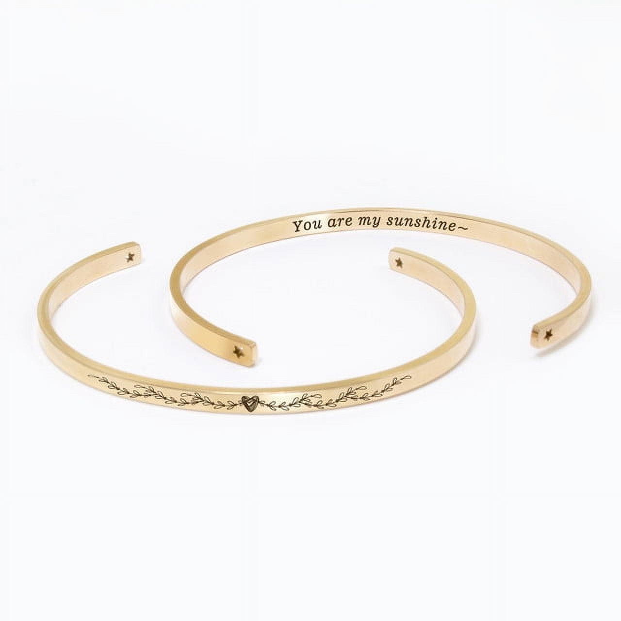 "You are my sunshine" Adjustable Rose Gold Stainless Steel Cuff Bangle Mother's Day Gift Set