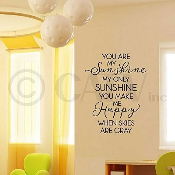 You are my sunshine my only sunshine vinyl wall decal sticker (Black, 16.5"W x 21"H)