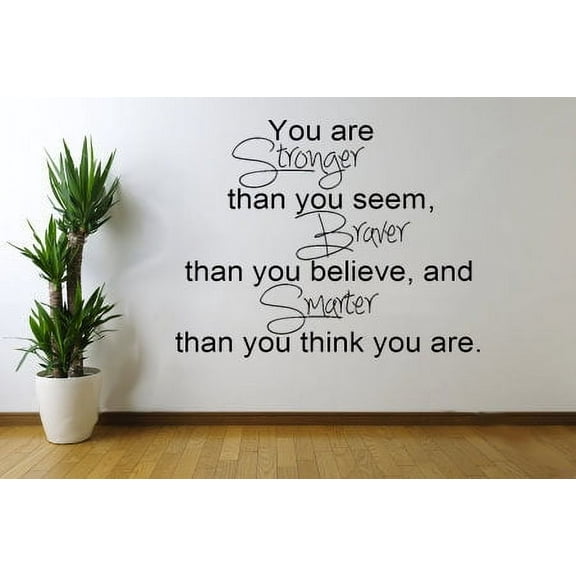 You are stronger than you seem... Inspirational Quote Vinyl Wall Art Decal -22" x 24"  Decoration Vinyl Sticker