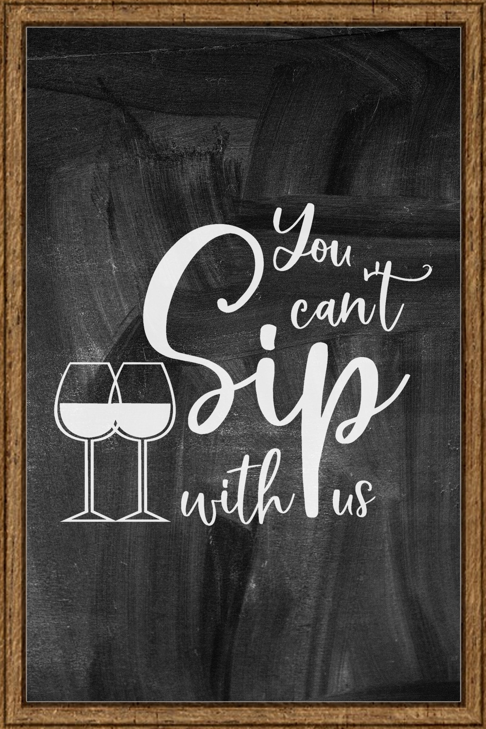 You cant sip with us cursive wine glasses funny alcohol drinking Tin