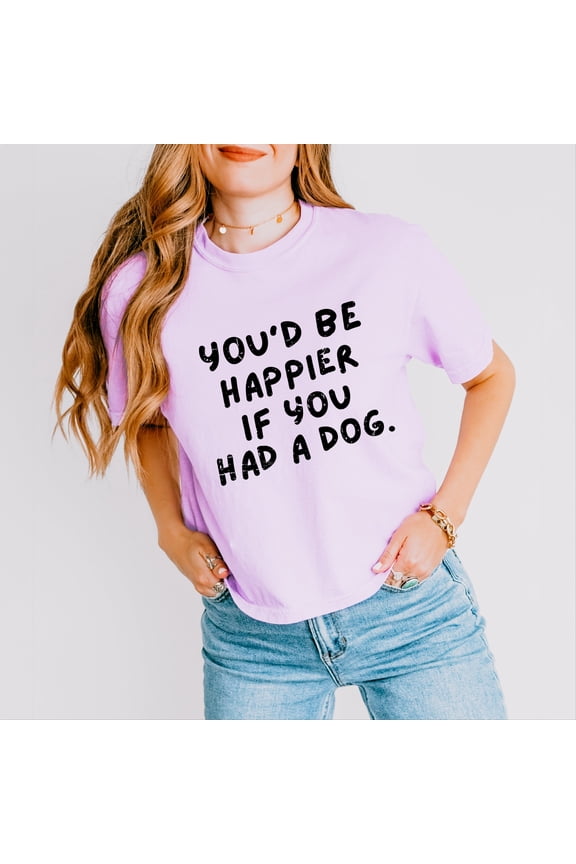 You'd Be Happier If You Had A Dog - Women's Boxy Crop Top Graphic T-Shirt