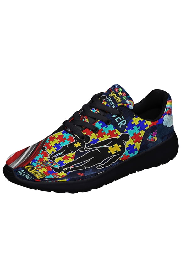You'll Never Walk Alone Autism Awareness Shoes Sneakers Black Size 4.5
