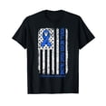 thumbnail image 1 of You'll Never fight Alone Flag Blue Colon Cancer Awareness T-Shirt, 1 of 5