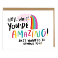 thumbnail image 1 of You're Amazing Greeting Card – Cheerful Rainbow Design – Blank Inside, Envelope Included – Perfect for Encouragement, Birthdays, or Just Because, 1 of 3