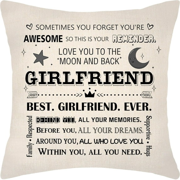 You''re Awesome Girlfriend Gifts Decoration Girlfriend Pillow Cover Throw Pillow Cover Gift for Girlfriend Idea Birthday Valentines Day Cushion Case 18 x 18 (Girlfriend)