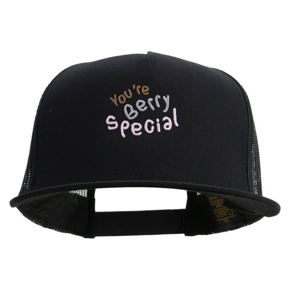 You're Berry Special Embroidered 5 Panel Mesh Trucker Snapback Cap - Black OSFM