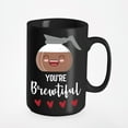thumbnail image 1 of You're Brewtiful Funny Pun, Coffee Lovers or Drinkers, Black 15oz Ceramic Mug, 1 of 5