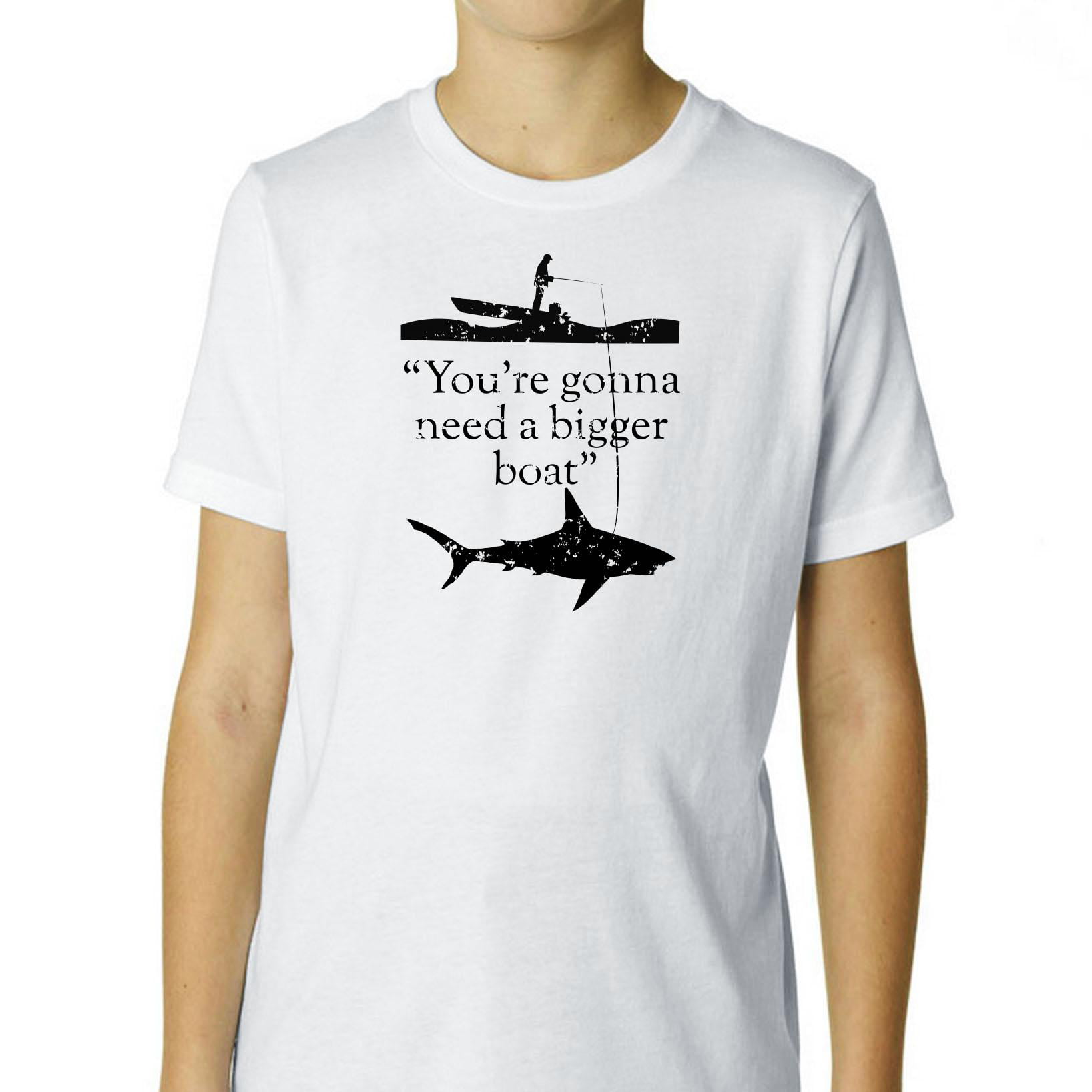 You're Gonna Need a Bigger Boat - Fishing Shark Week Boy's Cotton Youth  Grey T-Shirt