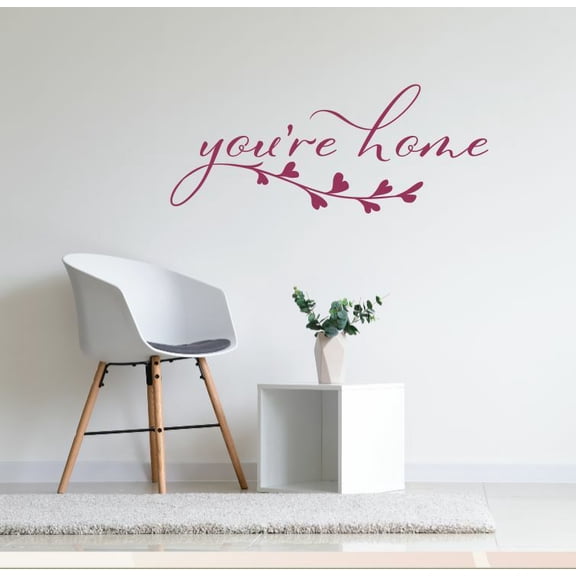 You're Home Entryway Decor for Wall - Quotes Wall Decor for Living Room, Kitchen & Dining Room - Matte Removable Sayings for Wall Décor, 36x14-Inch, Berry
