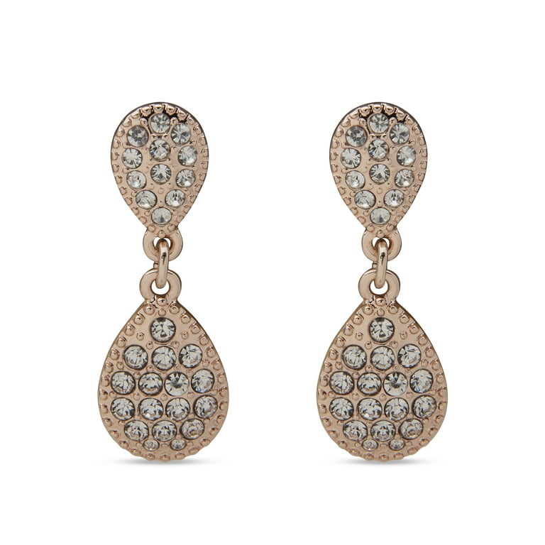 Crystal Teardrop Halo Stud Post Earrings Silver-tone Crystal Teardrop Halo Stud Post Earrings Silver-tone