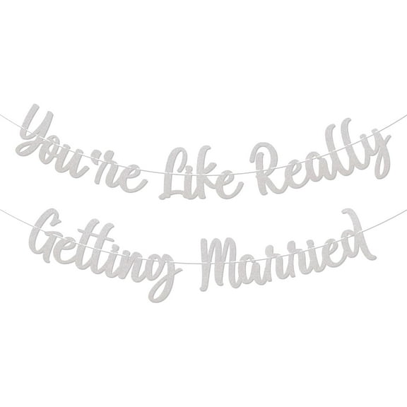 Youre Like Really Getting Married Banner - The Night Before Sign, Just Married Mean Girls Bridal Shower Party Decor, Funny Engagement Bachelorette Party Supplies Silver Glitter