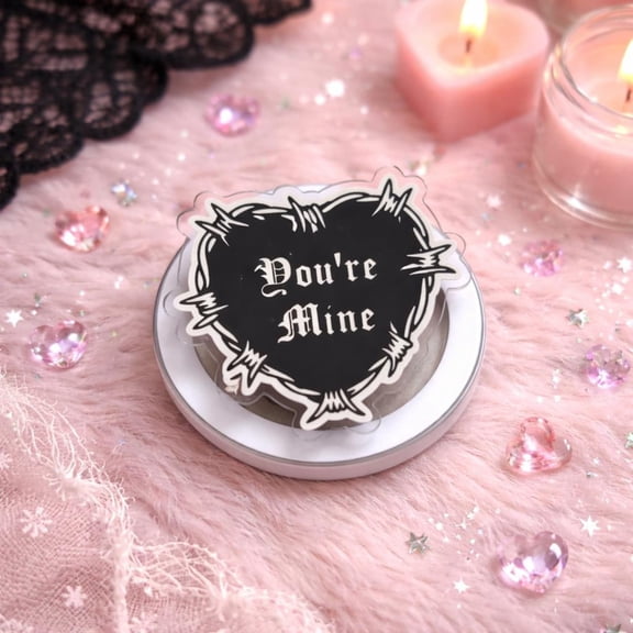 Youre Mine Gothic Heart MagSafe Phone Grip: Dark Romance Aesthetic Magnetic Phone Holder, Halloween Alt Coquette Gift, Phone E-reader Popgrip