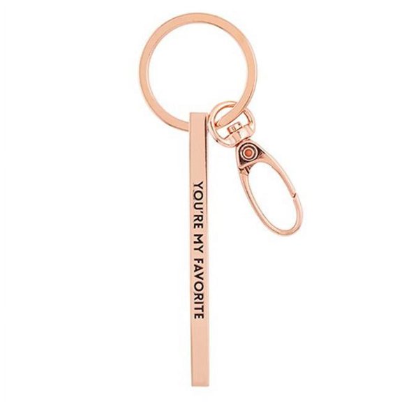 You're My Favorite Rose Gold Stamped Bar Keychain | Minimalist Metal Quote Keychain | Gift for Her