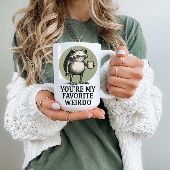 You're My Favorite Weirdo Frog Mug, Cute Frog Coffee Mug, Funny Quote Mug for Couples, Friends & Valentine's Day, 11oz 15oz 20oz