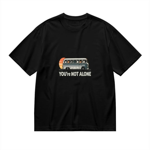 You're Not Alone, Cat Bus Print 2, Vintage T Shirt, Cotton T-Shirt for Men, 23483305,M