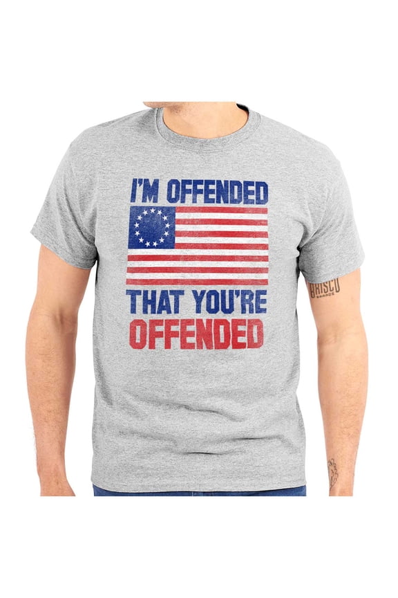 You're Offended USA Colonial Flag Plus Size Crewneck Graphic Tee Shirt Brisco Brands 3X
