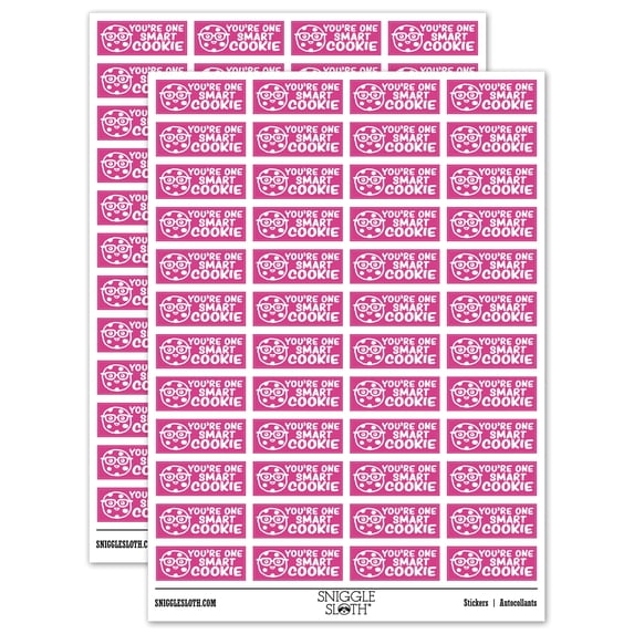 You're One Smart Cookie Teacher Student School Sticker Set - Hot Pink - Matte Finish - 1.25" Mini