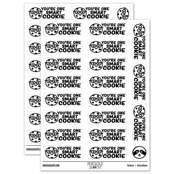 You're One Smart Cookie Teacher Student School Sticker Set - White - Matte Finish - 2.00" Large