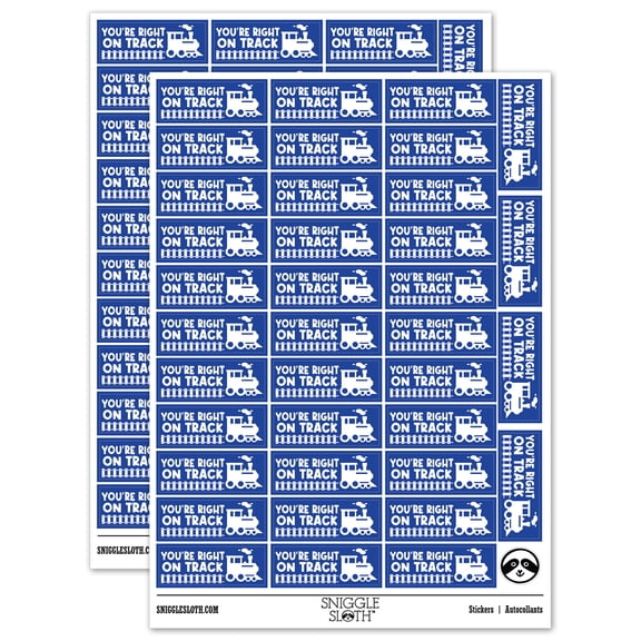 You're Right on Track Train Teacher Student School Sticker Set - Dark Blue - Gloss Finish - 1.5" Small
