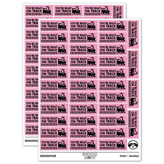 You're Right on Track Train Teacher Student School Sticker Set - Light Pink - Matte Finish - 1.5" Small