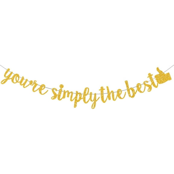 You're Simply the Best Banner, Congratulations Banner,Congrats Banner Gold Glitter Paper Party Decorations for Graduation Party Supplies.