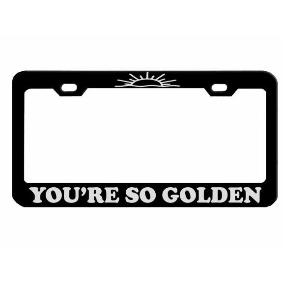 You're So Golden Style Metal License Plate Frame Personalized/Car Accessories Car Tag Holder Cover (Black/Silver)