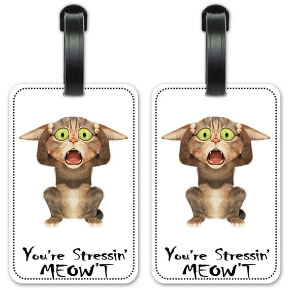 You're Stressin' Meow't - Luggage ID Tags / Suitcase Identification Cards - Set of 2