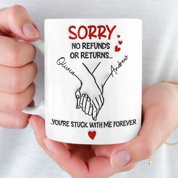 You’re Stuck With Me Forever Quote Mug, Cute Personalized Couple Gift for Anniversary or Wedding