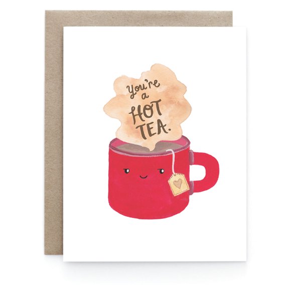 You're a Hot Tea Greeting Card  Cute Red Mug Design with Envelope  Perfect for Friends, Love Notes, or Anytime Appreciation
