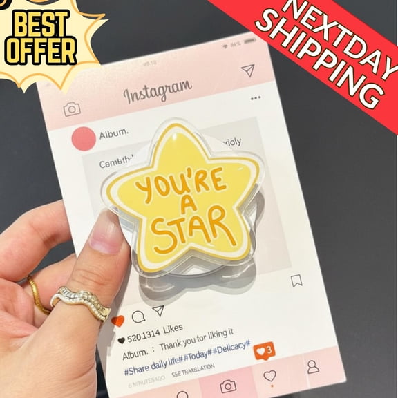 You're a Star Magnetic Phone Grip Cute Star Magsafe Phone Stand, Motivational Phone Holder, Kawaii Positive Vibes Phone Accessory