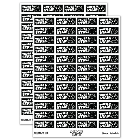 You're a Star Teacher Student School Sticker Set - Black - Matte Finish - 1.25" Mini