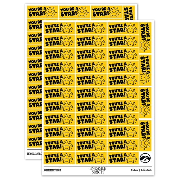 You're a Star Teacher Student School Sticker Set - Yellow - Matte Finish - 1.5" Small