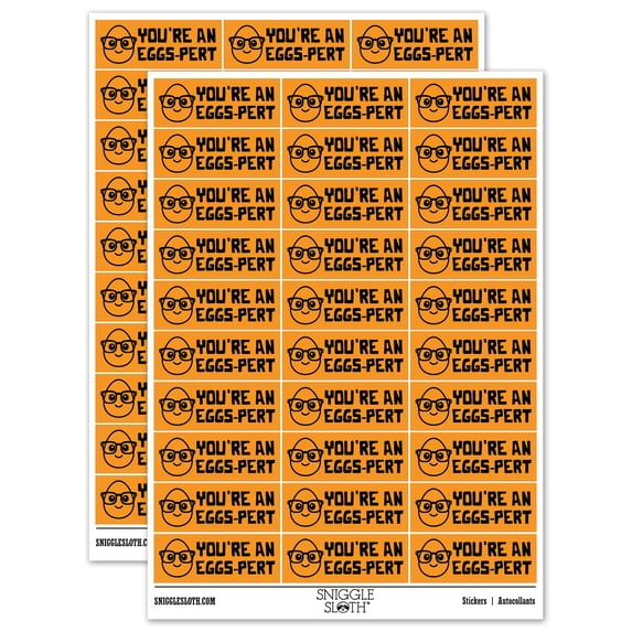 You're an Eggs-pert Expert Teacher Student School Sticker Set - Orange - Matte Finish - 1.75" Medium